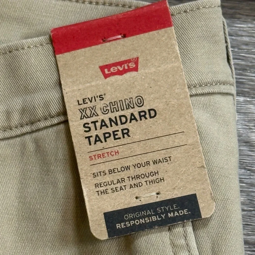Levis XX Chino Standard Taper Pants Mens 38x34 Tan Khaki Stretch Twill
